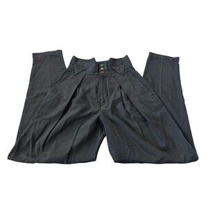 Words Womens Trousers Black Size 5 Tapered Leg Pleated 3 Buttons High Waist
